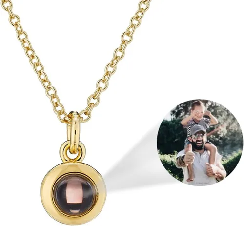 Collar de fotos personalizado, collar de proyección de fotos, collar con colgante redondo con imagen en el interior, collar de proyección de plata