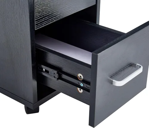 Vista 6 de Goujxcy Escritorio de manicura de uñas para técnico, estación de mesa de uñas de spa de salón de madera con gabinete, cajones, ruedas controlables