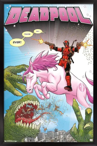 Vista 12 de Trends International Marvel Comics Deadpool - Póster de pared de unicornio, 22.4 pulgadas de largo x 14.7 pulgadas, versión enmarcada de madera