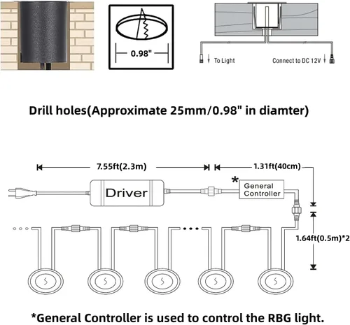 Vista 6 de RNEHON - Luz LED empotrable blanca natural, 12 V, luces de bajo voltaje con carcasa protectora, Φ1.18 luces de paisaje al aire libre para jardín