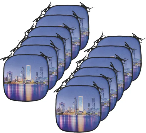 Vista 51 de Lunarable American Chair Cushion Pad, Massachusetts Flagg Holds a Bow and Pointing Downward Arrow, Seat Padding for Kitchen & Patio with Anti-Slip