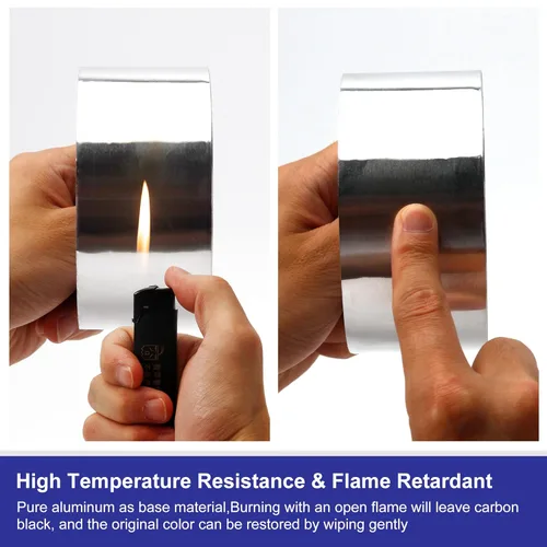 Vista 3 de Cinta de papel de aluminio – 2 pulgadas x 164 pies, cinta HVAC cinta de metal plateado para conductos, cinta adhesiva resistente para aislamiento