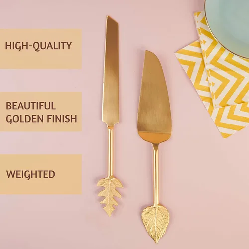 Vista 2 de Folkulture Juego de cuchillo y servidor para pastel de boda, juego de corte de pastel de acero inoxidable o juego de servir pastel Patry, juego