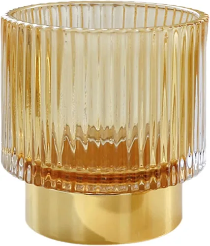 Uonlytech Thick Amber Glass Makeup Brush Holder Organizer Large Cosmetic Brush Cup Pen Storage Container for Vanity and Bathroom Use