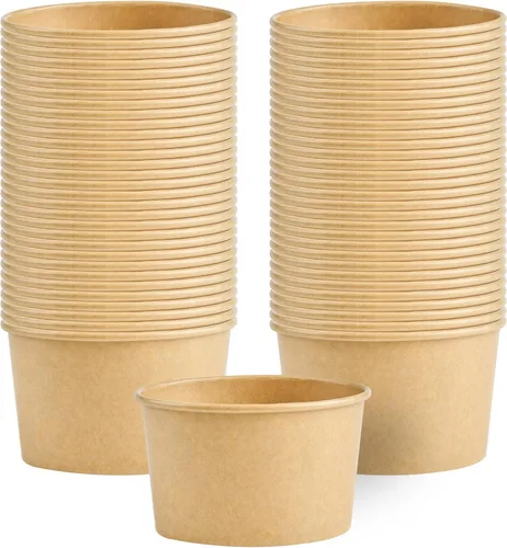 Vista 26 de Coppetta - Vasos de postre de 3 onzas, 50 tazas desechables para helado, tapas se venden por separado, cuencos de yogur congelado de papel rojo