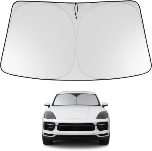 Vista 220 de Proadsy Parasol para parabrisas Rivian R1S 2022-2025 2026 de 4 capas plegable, protector de parasol frontal que bloquea los rayos UV, mantiene