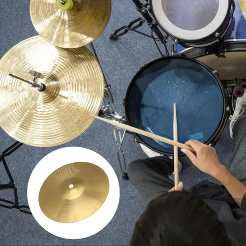 Vista 4 de Lovermusic Platillo de tambor de 8 pulgadas de diámetro dorado, aleación de latón, accesorios de percusión para kit de batería adecuado