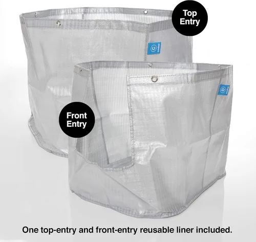 Vista 5 de Modkat® Caja de arena XL, configuración de entrada superior o frontal, base sin costuras de altura completa, forros de arena reutilizables, cuchara