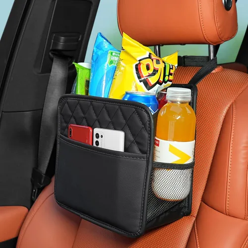 Vista 8 de FrgKbTm Organizador colgante para asiento trasero de coche con soporte para documentos, bolsa con múltiples bolsillos, botella, caja