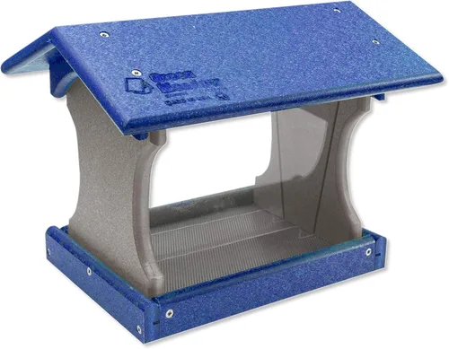 Comedero pequeño colgante de polietileno para pájaros (azul y gris claro)