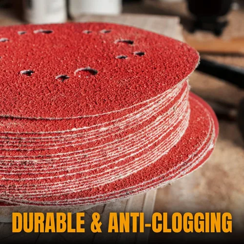 Vista 5 de POWERTEC Grano 180, 100 unidades, discos de lijado de 6 pulgadas – Gancho y bucle, almohadillas de lijadora orbital de óxido de aluminio de 6