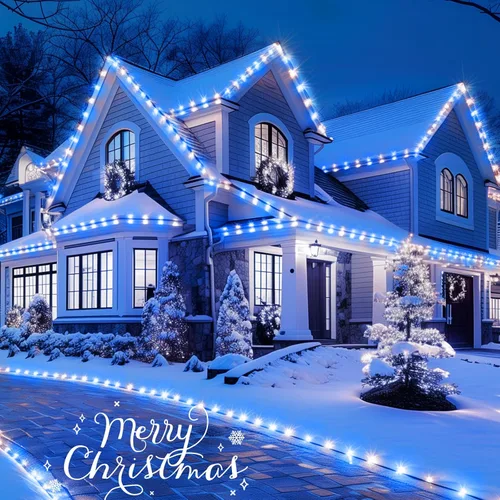 Vista 3 de Brightown C9 Luces de Navidad para Exteriores, 2 Paquetes - Total 162 Pies, 200 Luces LED C9, con Temporizador y Memoria, 8 Modos, Conectables