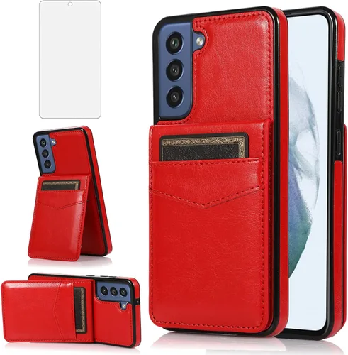 Vista 8 de Asuwish Funda de teléfono para Samsung Galaxy S21 FE Gaxaly S 21 FE 5G con protector de pantalla de vidrio templado, soporte para tarjeta