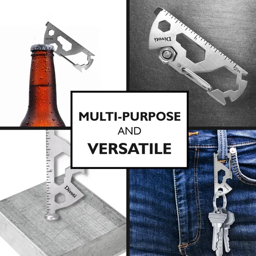 Vista 5 de STEEL HAWK - Llavero de mosquetón de intendencia multiherramienta, multiherramienta 17 en 1 con abridor de botellas + herramienta EDC, ciclistas