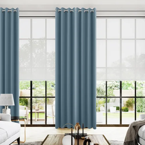 Vista 124 de KOUFALL Cortinas de Baño Aqua para Ventana, Juego de 2 Paneles Decoración Costera Cortinas Cortas Opacas para Ventana Pequeña de Cocina Puerta