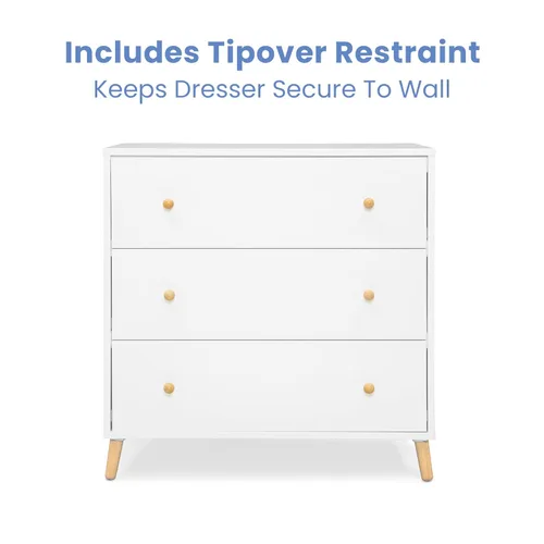 Vista 6 de Delta Children Essex - Cómoda de 3 cajones con cajones entrelazados, color blanco bianca/natural