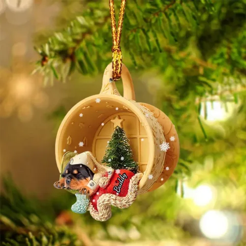 Vista 66 de Adornos de acrílico de encargo de la Navidad del nombre del perro, forma 2D personalizada para los amantes del perro Bulldog