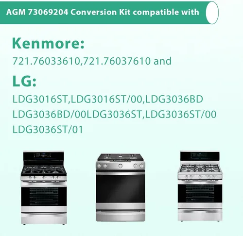 Vista 2 de AGM73069204 Kit de conversión de rango de gas, compatible con LG Kenmore Elite Gas Stove Propane Range LP, kit de orificio de gas de repuesto
