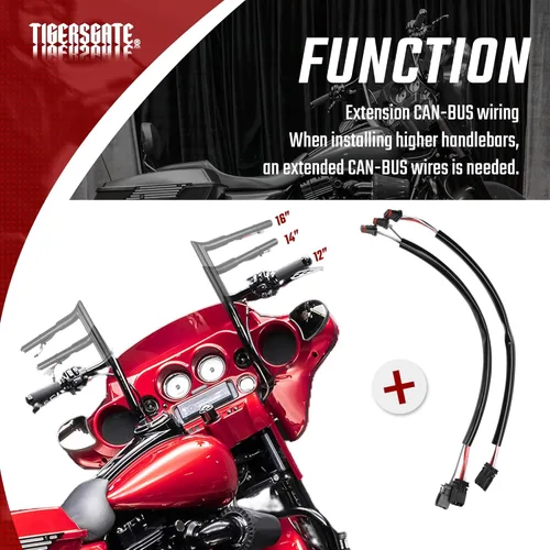 Vista 8 de Arnés de extensión de cableado de manubrio de 8 pulgadas con cable de circuito CAN para Harley Softails, Dynas, Touring y Sportsters