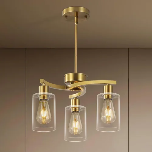 Vista 11 de Candelabros de comedor modernos de 3 luces sobre mesa, lámpara negra para comedor, lámpara de granja con pantalla de cristal, luces colgantes