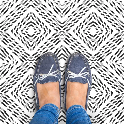 Vista 4 de RoomMates FT4602BX Santorini - Azulejo de suelo para despegar y pegar en blanco y negro