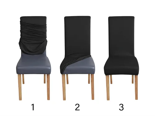 Vista 6 de Yaxa Basics - Juego de 4 fundas para sillas de comedor o cocina, Parson/Dining, fundas elásticas y lavables, protectores removibles para sillas