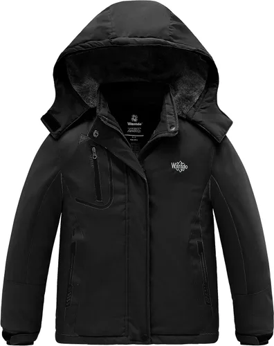 Wantdo - Chamarra de esquí impermeable con capucha de forro polar para invierno y nieve, resistente al viento