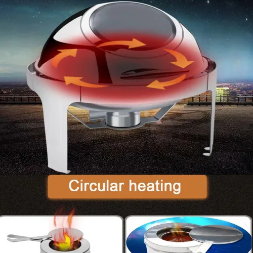Vista 5 de Soporte de combustible de acero inoxidable con cubierta de seguridad, caja de combustible de calor enlatado, para bufés, barbacoa y eventos