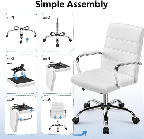 Vista 10 de Yaheetech Silla de oficina Exectuive de 2 piezas, altura ajustable, giratoria, de piel sintética, silla de escritorio para el hogar con brazos Negro