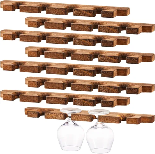 Ripeng 8 Piezas Estante de Pared de Madera para Copas Soporte para Champán Rústico Porta Copas de Vino Estante Colgante de Madera Flotante para