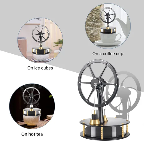 Vista 3 de Juguete educativo de motor Stirling de baja temperatura con piezas de aluminio de latón de precisión, modelo de motor Stirling de escritorio