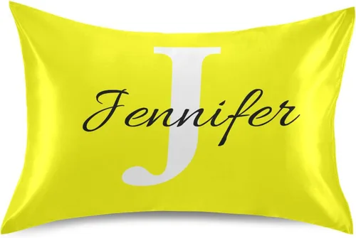 Vista 22 de Fundas de almohada negras personalizadas de seda con cierre de sobre, funda de almohada de satén tamaño estándar para personas que duermen