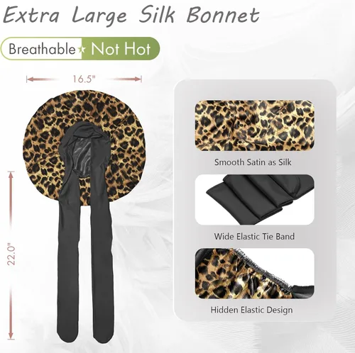 Vista 3 de BONNET QUEEN Silk Bonnet for Sleeping Women Satin Bonnet Hair Bonnet Night Sleep Cap for Curly Hair with Tie Band