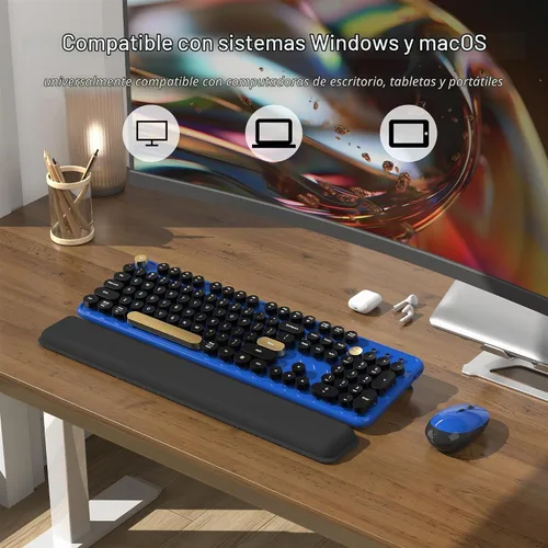 Vista 3 de Colorful MPTOG Wireless Computer Keyboard and Mouse Combo (Black-Blue)