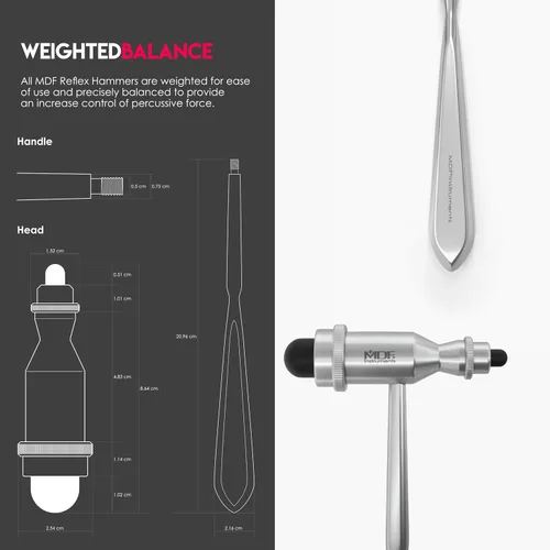Vista 4 de MDF Tromner, Martillo de reflejos con pincel integrado para respuestas cutánea y superficial, rojo (MDF555 – 02), MDF55511, 1, 1