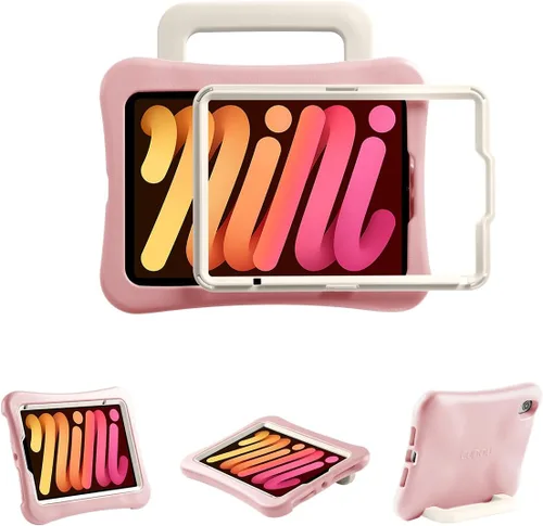 Vista 55 de Funda para Niños para iPad mini 7 (A17 Pro) 2024/iPad Mini6 2021, Peso Ligero Resistente/A Prueba de Golpes/A Prueba de Caídas con Asa/Soporte