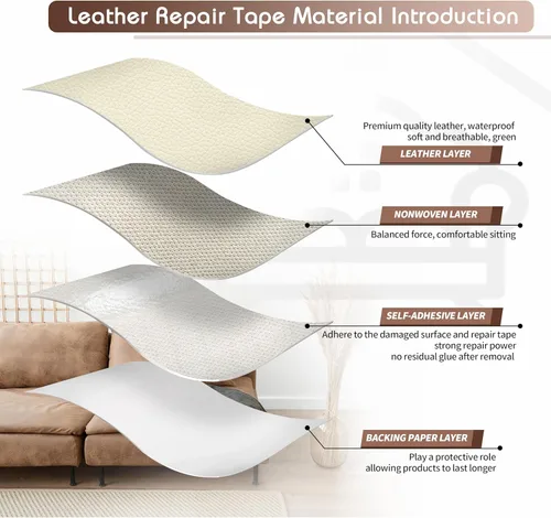 Vista 3 de KING MOUNTAIN Parche de reparación de cuero, cinta autoadhesiva de reparación de cuero de 4 x 63 pulgadas para muebles de cuero dañados, asientos