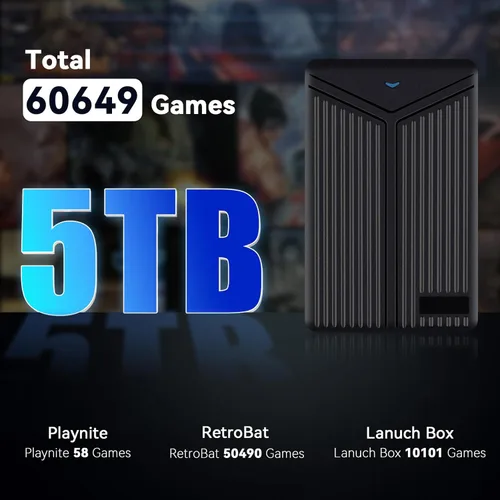 Vista 2 de 5TB Retro Game Console with Built in 60649 RetroVideo Games, Emulator Console Hard Drive HDD with 3 Game System, All in One Game Console Plug & Play