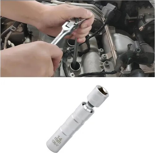 JOYCOURT - Bujía magnética giratoria de 14 mm, llave de bujía de pared delgada de 3/8 pulgadas, bujía estándar de 12 puntas, herramienta de