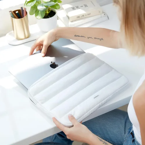 Vista 4 de VANDEL - Funda para laptop de 13 a 14 pulgadas, color blanco para mujer, funda para MacBook Pro de 14 pulgadas, MacBook Air de 13 pulgadas, iPad Pro