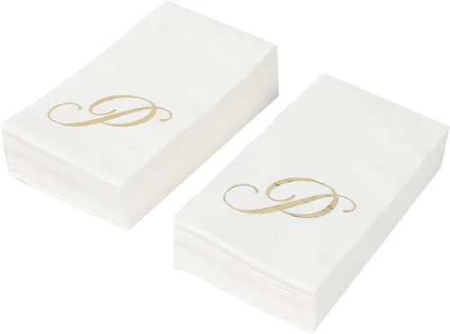 Vista 341 de Efavormart 50 Pack Servilletas de papel para fiestas de 2 capas suaves verde oliva con borde dorado de oro, servilletas para cenas, cócteles