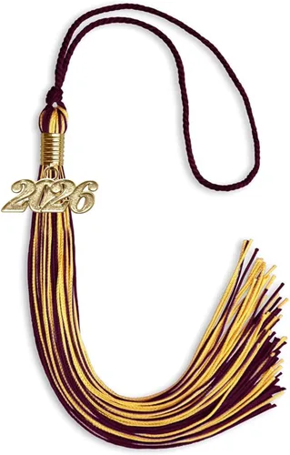 Vista 330 de Endea Graduation - Borla de doble color mixto con fecha dorada (negro/dorado antiguo, 2021)