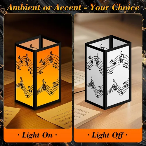 Vista 6 de 6 juegos de centros de mesa musicales para mesa, 3 tamaños, notas musicales, cajas de linterna de papel con velas, decoraciones de notas musicales
