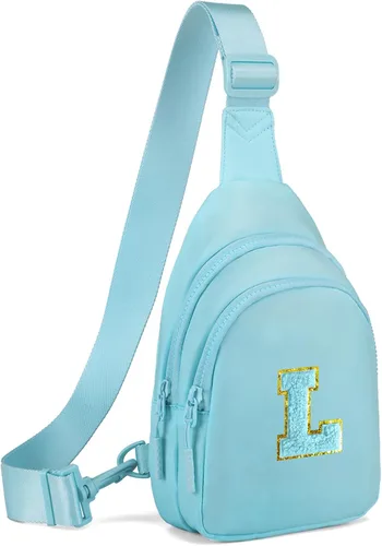 Vista 117 de Viverte Pequeña bolsa con inicial para niñas y mujeres, bonita cangurera cruzada de regalo