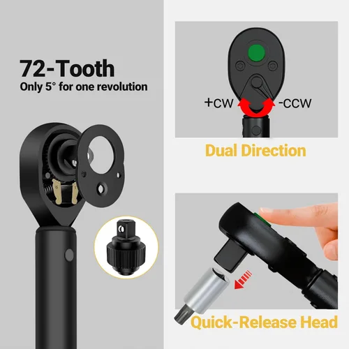 Vista 13 de Juego de llaves dinamométricas compactas para bicicleta de 1/4", 2