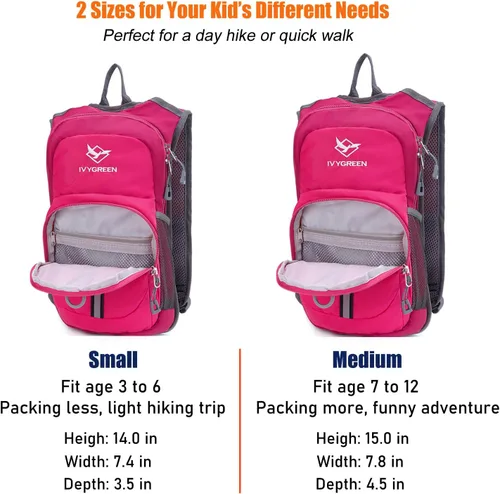 Vista 6 de Ivygreen Kids Hydration Backpack, Hiking Backpack for Boys or Girls with 1.5L Water Bladder