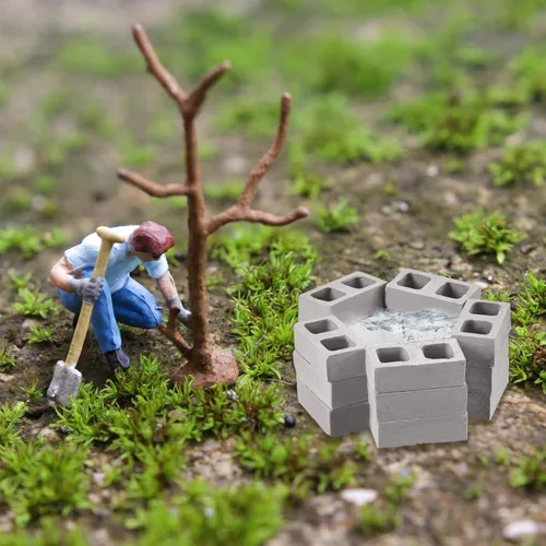Vista 4 de Deekin 24 piezas de minibloques de cemento a escala 1/12, bloques de cemento en miniatura para construcción de cemento pequeño para ladrillos Gris