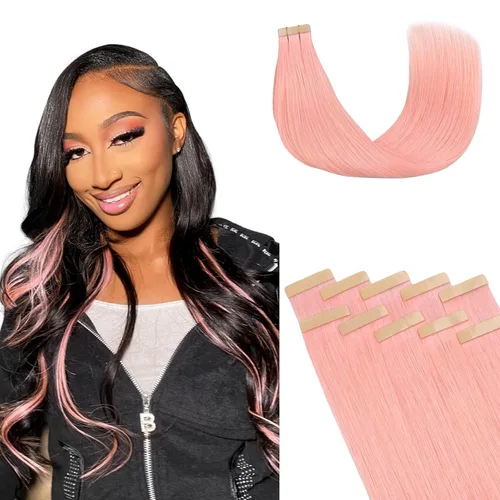 Vista 15 de Lashey Extensiones de Cabello Humano con Cinta Adhesiva Negro Natural 100% Remy Cabello Humano Liso Extensiones de Cabello con Cinta Largas de 24
