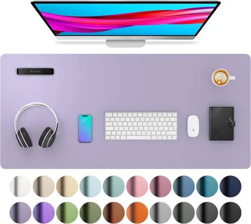 Vista 205 de Aothia - Protector de escritorio de cuero sintético impermeable y antideslizante para laptop, escritura y mouse, para oficina y hogar, 23.6 x 13.7