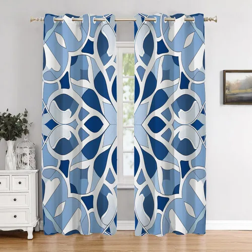Vista 34 de Cortinas opacas de mármol abstracto blanco y gris para ventanas, cenefas opacas de poliéster multicapa para cocina, paquete de 2 unidades, 26 x 24